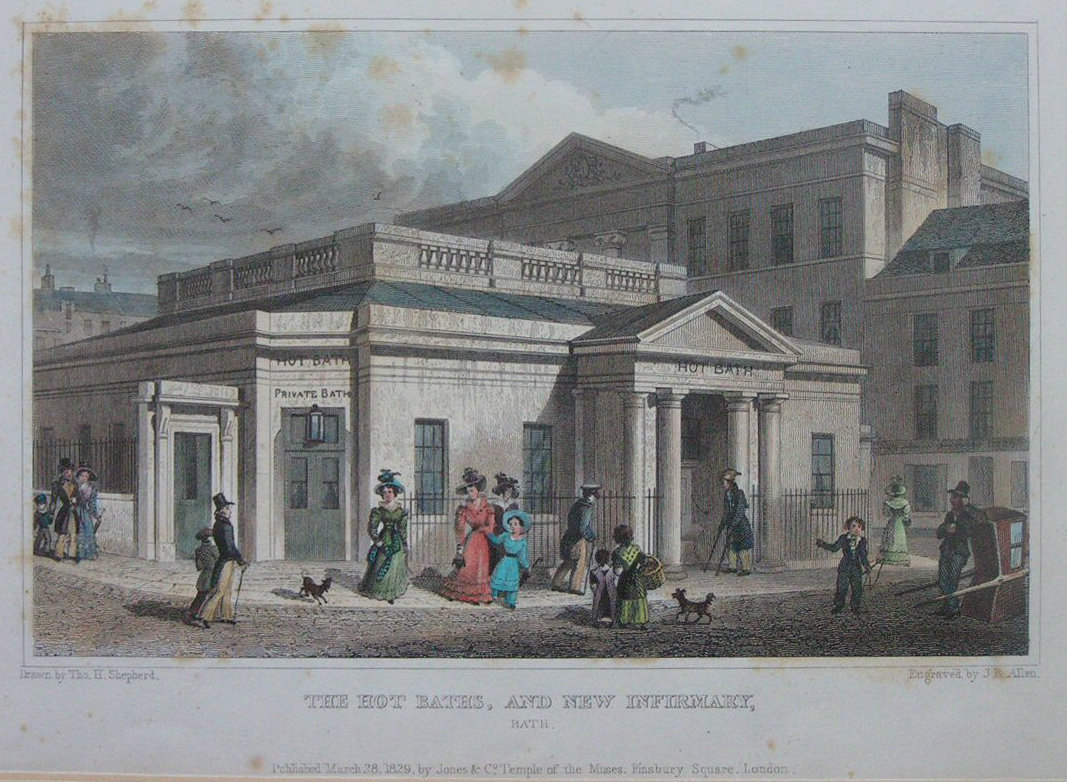 Print - The Hot Baths, and New Infirmary, Bath - Allen